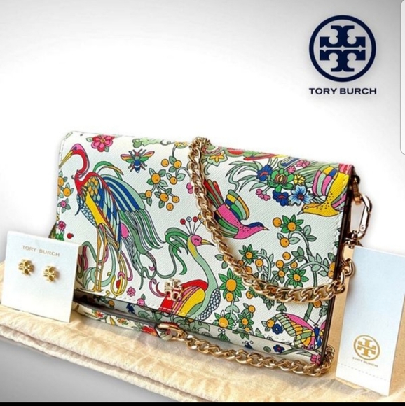 🎀NWT Authentic RARE Tory Burch Emerson Printed Chain Crossbody & 18k Gold Kira. - Picture 2 of 12